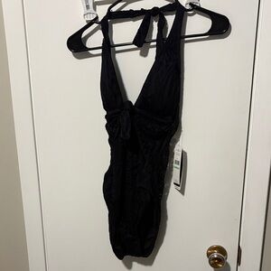 NWT Black Halter One-Piece Swimsuit